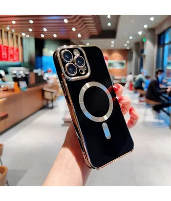 Силиконовый чехол "Luxury Plating" with MagSafe + стекло на камеру для Apple iPhone 15 Pro Черный Силиконовый чехол "Luxury Plating" with MagSafe + стекло на камеру для Apple iPhone 15 Pro Черный