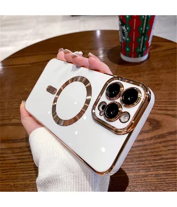 Силиконовый чехол "Luxury Plating" with MagSafe + стекло на камеру для Apple iPhone 12 Pro Max Белый Силиконовый чехол "Luxury Plating" with MagSafe + стекло на камеру для Apple iPhone 12 Pro Max Белый