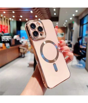 Силиконовый чехол "Luxury Plating" with MagSafe + стекло на камеру для Apple iPhone 12 Pro Max Пудровый Силиконовый чехол "Luxury Plating" with MagSafe + стекло на камеру для Apple iPhone 12 Pro Max Пудровый