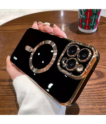 Силиконовый чехол "Luxury Plating" with MagSafe + стекло на камеру для Apple iPhone 15 Pro Черный Силиконовый чехол "Luxury Plating" with MagSafe + стекло на камеру для Apple iPhone 15 Pro Черный