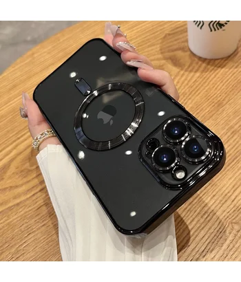 Силиконовый чехол "Transparent Plating" with MagSafe для Apple iPhone 15 Pro Max Черный Силиконовый чехол "Transparent Plating" with MagSafe для Apple iPhone 15 Pro Max Черный