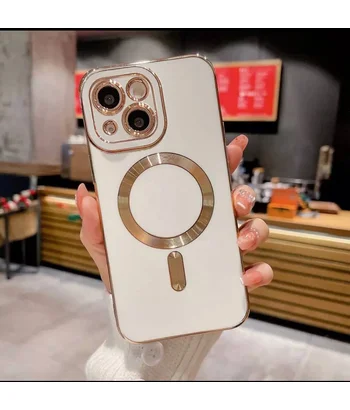 Силиконовый чехол "Luxury Plating" with MagSafe + стекло на камеру для Apple iPhone 15 Plus Белый Силиконовый чехол "Luxury Plating" with MagSafe + стекло на камеру для Apple iPhone 15 Plus Белый