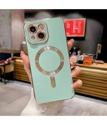Силиконовый чехол "Luxury Plating" with MagSafe + стекло на камеру для Apple iPhone 14 Plus Бирюзовый Силиконовый чехол "Luxury Plating" with MagSafe + стекло на камеру для Apple iPhone 14 Plus Бирюзовый