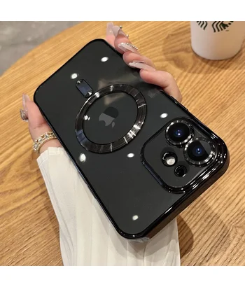 Силиконовый чехол "Transparent Plating" with MagSafe для Apple iPhone 12 Черный Силиконовый чехол "Transparent Plating" with MagSafe для Apple iPhone 12 Черный