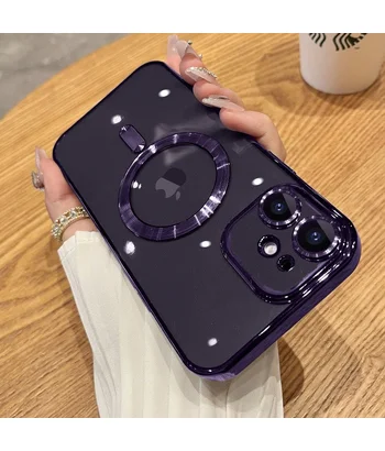 Силиконовый чехол "Transparent Plating" with MagSafe для Apple iPhone 12 Фиолетовый Силиконовый чехол "Transparent Plating" with MagSafe для Apple iPhone 12 Фиолетовый