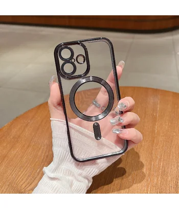 Силиконовый чехол "Transparent Plating" with MagSafe для Apple iPhone 12 Черный Силиконовый чехол "Transparent Plating" with MagSafe для Apple iPhone 12 Черный