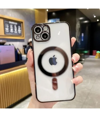 Силиконовый чехол "Transparent Plating" with MagSafe для Apple iPhone 15 Plus Черный Силиконовый чехол "Transparent Plating" with MagSafe для Apple iPhone 15 Plus Черный