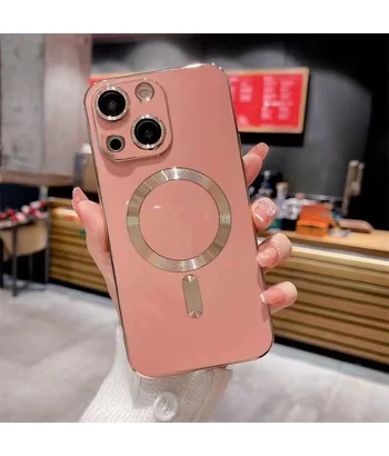 Силиконовый чехол "Luxury Plating" with MagSafe для Apple iPhone 15 Plus Розовый Силиконовый чехол "Luxury Plating" with MagSafe для Apple iPhone 15 Plus Розовый