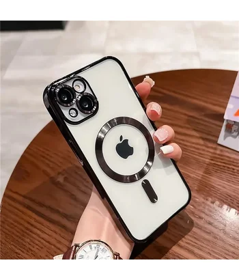 Силиконовый чехол "Transparent Plating" with MagSafe для Apple iPhone 15 Plus Черный Силиконовый чехол "Transparent Plating" with MagSafe для Apple iPhone 15 Plus Черный