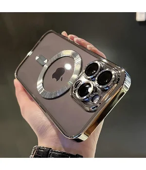 Силиконовый чехол "Transparent Plating" with MagSafe для Apple iPhone 15 Pro Max Натуральный титан Силиконовый чехол "Transparent Plating" with MagSafe для Apple iPhone 15 Pro Max Натуральный титан