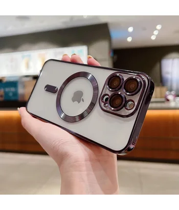 Силиконовый чехол "Transparent Plating" with MagSafe для Apple iPhone 15 Pro Max Фиолетовый Силиконовый чехол "Transparent Plating" with MagSafe для Apple iPhone 15 Pro Max Фиолетовый