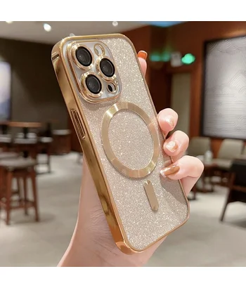 Силиконовый чехол "Shining Plating" with MagSafe для iPhone 14 Pro Max Золотой Силиконовый чехол "Shining Plating" with MagSafe для iPhone 14 Pro Max Золотой