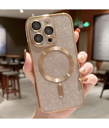 Силиконовый чехол "Shining Plating" with MagSafe для iPhone 14 Pro Max Золотой Силиконовый чехол "Shining Plating" with MagSafe для iPhone 14 Pro Max Золотой
