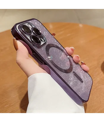Силиконовый чехол "Shining Plating" with MagSafe для iPhone 13 Pro Max Темно-фиолетовый Силиконовый чехол "Shining Plating" with MagSafe для iPhone 13 Pro Max Темно-фиолетовый