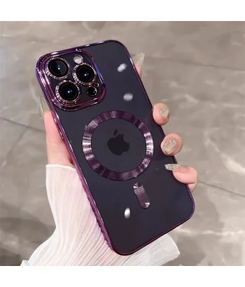 Силиконовый чехол "Transparent Plating" with MagSafe для Apple iPhone 15 Pro Max Фиолетовый Силиконовый чехол "Transparent Plating" with MagSafe для Apple iPhone 15 Pro Max Фиолетовый