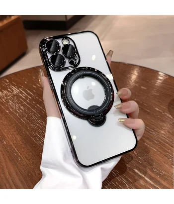 Силиконовый чехол "Transparent Standing" с подставкой для iPhone 12 Pro Max Черный Силиконовый чехол "Transparent Standing" с подставкой для iPhone 12 Pro Max Черный